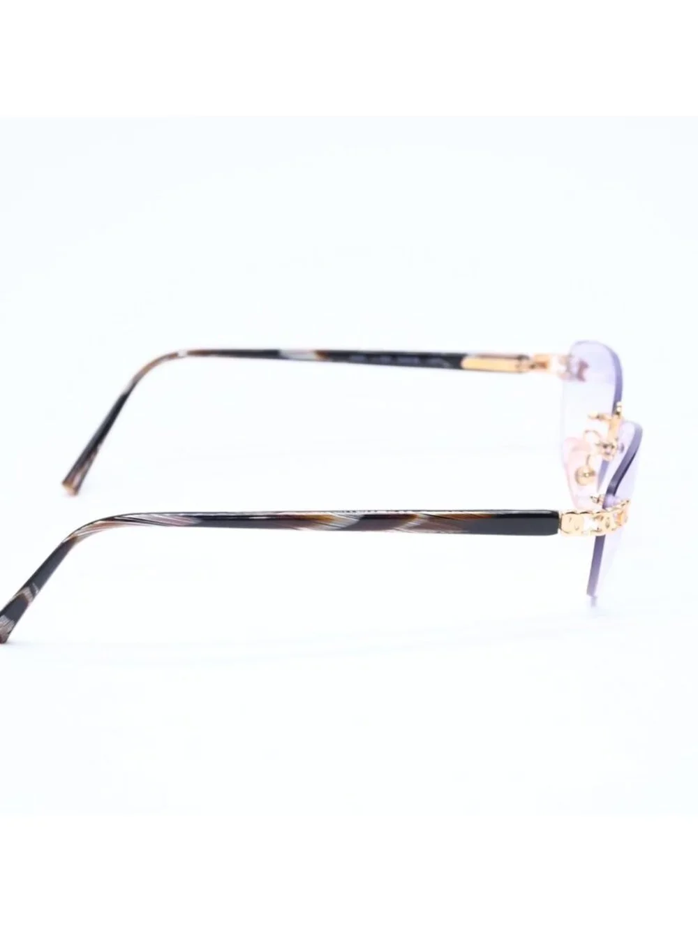 Chanel Rimless Sunglasses Eyewear CC Logo Marble Purple